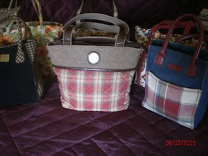 LONGABERGER Homestead Quilted Tote Shoulder Bag Purse Red/Tan Plaid (900G) - Picture 1 of 7