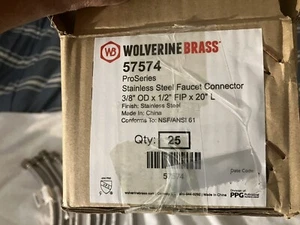Wolverine Brass Plumbing Lot 34 PCS 1/2” X 3/8” Comp X 20” SS Faucet Supply Tube - Picture 1 of 3