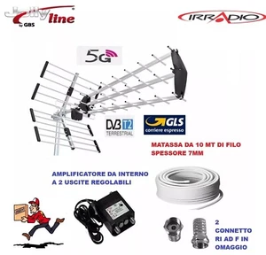 Kit Antenna TV Amplificata Esterna Digitale Terrestre Amplificatore da INTERNO - Foto 1 di 1