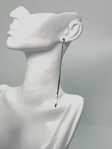 Vintage Sterling Silver 925 Earrings Stud Dangle Drop Very Long Chain 3.71g - Picture 1 of 7