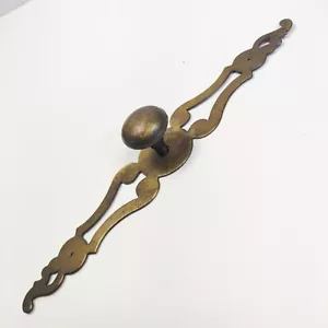 Pair of Traditional Vintage Drawer Cabinet Brass Knobs with Metal Back Plate - Picture 1 of 12