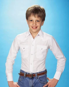 Ely & Walker Kids Boys Solid White Western Shirt L/S Cotton/Poly - Picture 1 of 1