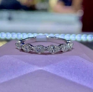2 kt Marquise-Schliff Lab Created Diamant Ehering Ring 14 K Weißgold plattiert - Bild 1 von 4