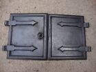 Excellent quality antique cast iron bread oven, feature chimney, cupboard doors