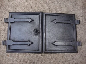 Excellent quality antique cast iron bread oven, feature chimney, cupboard doors - Picture 1 of 9