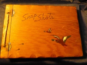 Duck Wildlife Hand Made Old Wooden Carved Vntg. Photo Book w Ducks 25 Pages - Picture 1 of 9