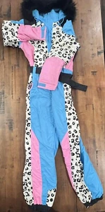 Tipsy Elves Ski Suit Women XL SNOW LEOPARD SNOW SUIT Retro Snow Suit NEW - Picture 1 of 9