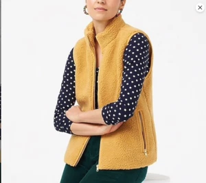 J.Crew Factory Teddy Bear Fleece Vest-Size XS-Full Zip-Pockets-Lined-Preppy-NEW - Picture 1 of 9