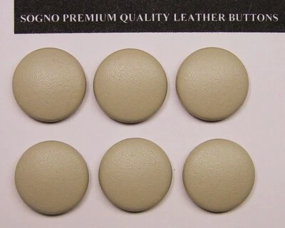 6 Genuine leather buttons Creamy Beige 23mm (7/8 inch) MADE IN USA metal loops - Image 1 of 4