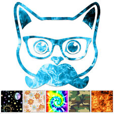 Cat Glasses Mustache - Decal Sticker - Multiple Patterns & Sizes - ebn7072