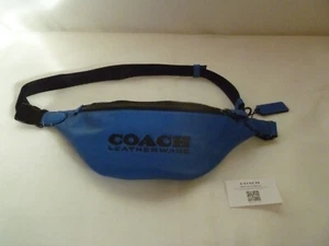 Coach League Bum Belt Bag Travel Dark Blue Leather New With Tags - Picture 1 of 24