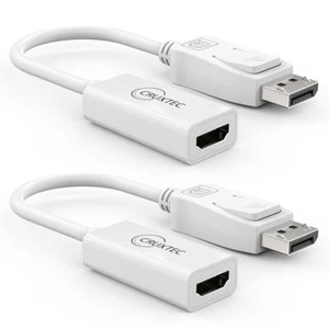 2PK Cruxtec DispayPort Male to 1080P HDMI Female Cable Adapter HD Converter WHT - Picture 1 of 1