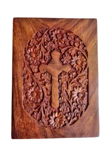 Große Naturholz Handgeschnitzt Reliquie Etui Räucherwerk Aufbewahrungsbox Christliche Kirche - Bild 1 von 5