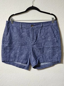 Old Navy Shorts Womens 12 Mid Rise Chambray Everyday Short Linen Blend Pockets - Picture 1 of 11