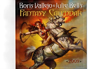 BORIS VALLEJO & JULIE BELL'S FANTASY CALENDAR 2009 12X12 SEXY WOMEN EPIC ART - Picture 1 of 6