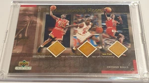 1999-2000 Upper Deck Michael Jordan Triple Championship Game Used Floor #ed/2300 - Picture 1 of 2