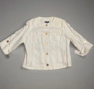 Jones New York 100% Linen Jacket Button Down White Plus SZ 2X New Work Attire - Picture 1 of 10