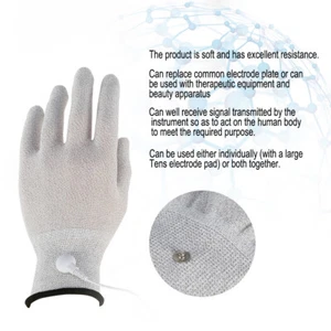 Conductive Electrode Gloves Tens Machine Pain Relief Body Relax Massager Reuse - Picture 1 of 15