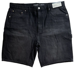 NWT Arizona Men's Short 40 Black Baggy Fit Inseam 10" High-Ris Pocket Denim Jean - Picture 1 of 7