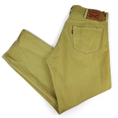 Levi's 501 кнопка мухи джинсы мужские 38 x 32 (фактический 34 x 28) желтый цвет джинсовые брюки - Изображение 1 из 4