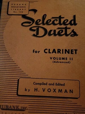 SELECTED Duets for Clarinet Vol II  Voxman  Rubank 72p VG B5 - Image 1 of 4
