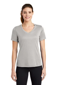 Sport-Tek LST353 Women's Dry Fit V-Neck Performance Plain Blank T-Shirt Tee - Picture 1 of 19
