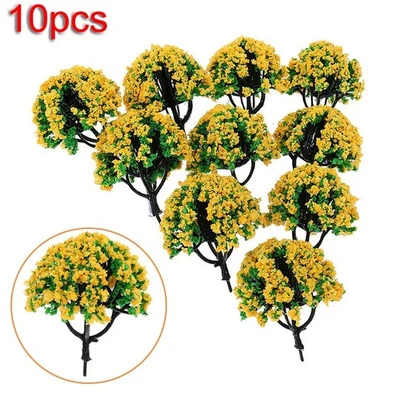 Alberi modello durevoli miniatura fatti a mano plastica + resina 10 pezzi - Immagine 1 di 4