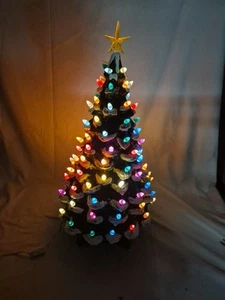 Vintage Ceramic Christmas Tree Large Snow Flocked Approx. 21” Tall Beautiful - Picture 1 of 9