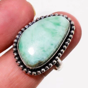 Caribbean Larimar Gemstone Handmade Ethnic Design Gift Jewelry Ring 6.75" PG 403 - Picture 1 of 5