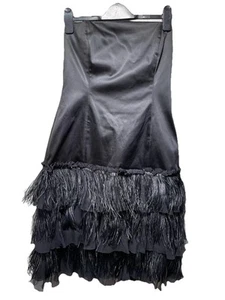 Vestido ajustado Coast negro con falda de plumas Ra-Ra Reino Unido 12 cremallera lateral satinada - Imagen 1 de 11