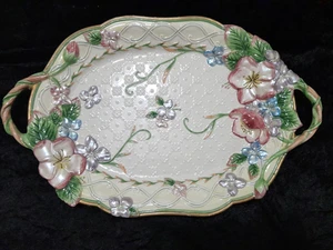 Fitz and Floyd Classics Large Serving Platter 19" x 11 1/2" Floral Design - Picture 1 of 4