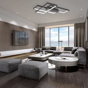 LED Designer Deckenleuchte dimmbar Fernbedienung 3CCT modern Rund Eckig schwarz - Bild 1 von 36