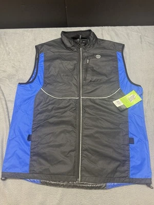Gold's Gym Workout Apparel Reflective Vest L/XL 42-48 Black/Blue Cycling Zip NEW - Image 1 of 4