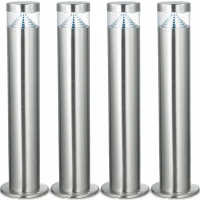 Outdoor Mains Garden Patio Light Post Kit 4 LED Stainless Steel Lighting Posts - Image 1 of 4