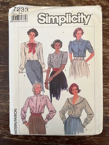 Blusa Simplicity 7233 SIN CORTAR patrón de costura, Misses, talla 14 - Imagen 1 de 2