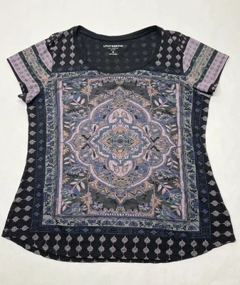 Camiseta Mandala Geométrica Burnout Marca Lucky Talla 1X Boho Gitana Retro Artística Foto 1 de 4