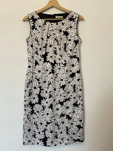 Abito Precis nero bianco floreale cotone taglia 10 - Foto 1 di 8