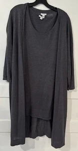 Pure Jill Relaxed Fit Tank Top & offene Strickjacke Gr. M grau 🌞 - Bild 1 von 10