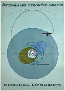 Original Vintage Poster GENERAL DYNAMICS - ASTRODYNAMICS ATOMS FOR PEACE - LINEN - Picture 1 of 5