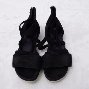 Eileen FIsher schwarze Wildleder-Gladiator-Sandalen Knöchelriemen Reißverschluss hinten Freizeitschuhe 36 - Bild 1 von 9