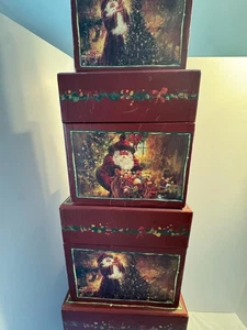 Bob's Boxes Nesting Christmas Boxes "Magical Santas" Primitive Set of 7 - Picture 1 of 19