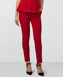 Rachel Roy Mujer Rojo Rubí con Costuras Flaco Pantalones 6 - Picture 1 of 5