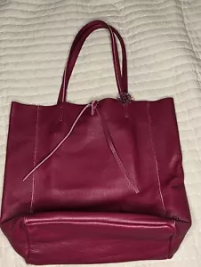Prodotto Artigianale Vera Pelle Italian Pebbled Leather Womens Tote Amaranth - Picture 1 of 15