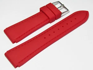 24mm Hadley-Roma MS3346 Red Silicone Rubber Waterproof Dive Watch Band Strap - Picture 1 of 3