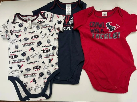 Houston Texans Infant Baby One Piece Creeper 3 Piece Set 6-12 Months Cover