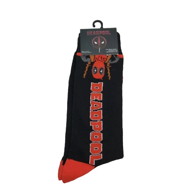 Calcetines Marvel Deadpool Para Hombre Talla 6-12 Negro Rojo Gráfico Novedad Crew Foto 1 de 4