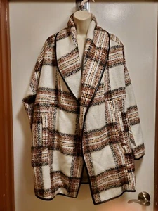 Mercer & Madison Women's Winter Size Large Plaid Open Jacket Sweater - Picture 1 of 11