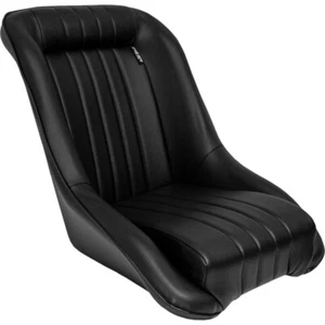 AS x1 Classic Car Retro Kit Sports Fixed Back Bucket Seat Black PVC inc slides - Afbeelding 1 van 10