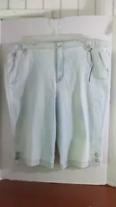 GLORIA VANDERBILT ~ Pantalones cortos capri elásticos de mezclilla lavado ligero ~ Para mujer 22W ~ Nuevos con etiquetas - Imagen 1 de 5