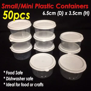 50pc 85ml Plastic Small ROUND Storage Container Wt WHITE Lid 6.5X3.5cm box BULK - Picture 1 of 7
